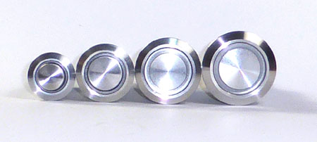 Drucktaster 16 mm flache Bauform LED Ring 12 V beleuchtet Hupe Klingel Tastknopf 